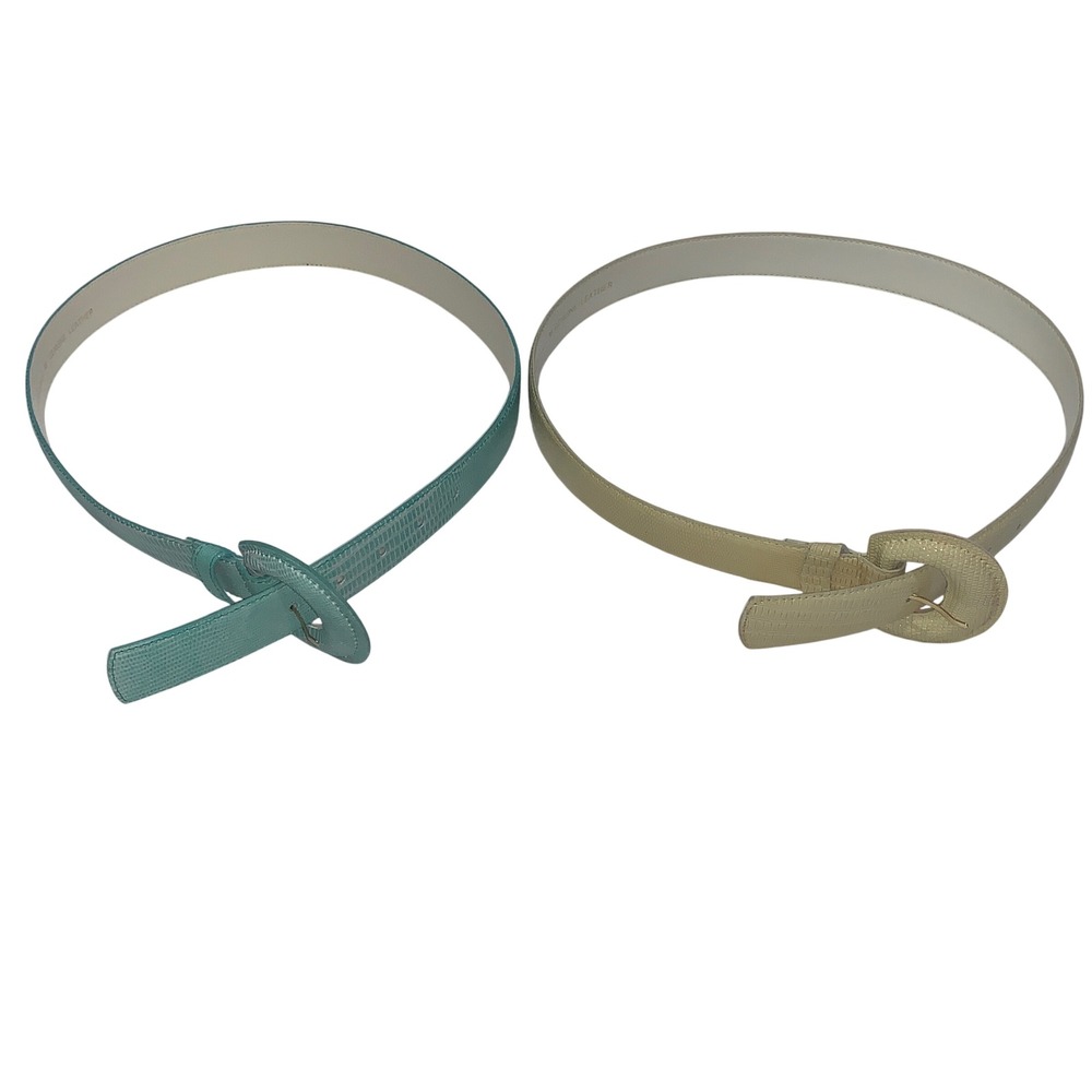 Haberdasher Belt Set Genuine Leather Lizard‎ Print Skinny Buckle Closure Medium